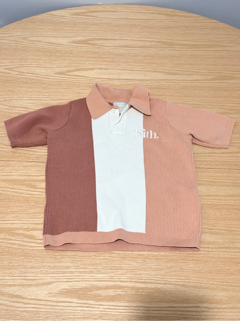 Kith Kids Colorblock Polo in Dusty Rose, Mauve & Cream